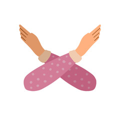 Break the bias. Gesture of crossed arms. Social movement of Women