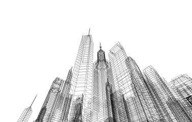 Modern city architecture 3d illustration