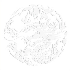 Dragon Pattern White Vector Illustration