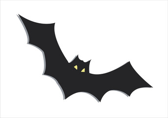 Vector illustration of a black bat on a white background.