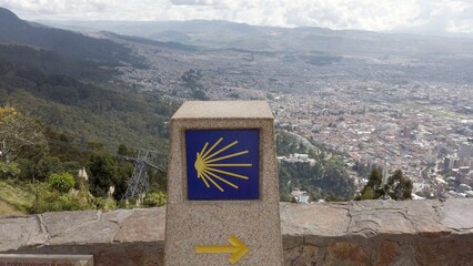 Bogota AUGUST 2022  Way of St James , Camino de Santiago de Compostela , sign shells marks for...