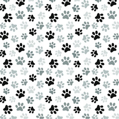 Black & Grey Paw Print Seamless Pattern