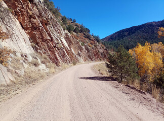 Gravel road in the mountains. Phantom Canyon. Cañon City. Colorado. United States