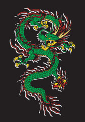 Black Background Dragon Vector Illustration