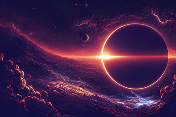 Eclipse in space digital art illustration