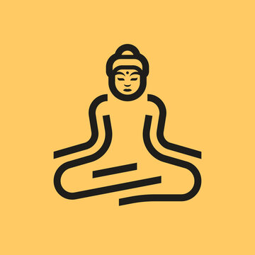 Buddha sitting or meditating. Buddha statue logo design. Vector illustration yoga abstract modern professional icon.
