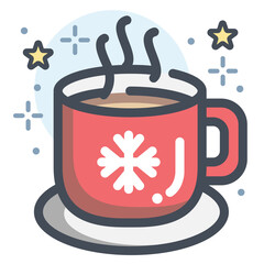 Winter, mug, drink, hot beverage mug, snowflake, merry, christmas, icon
