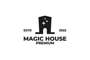 Flat magic house logo design vector illustration