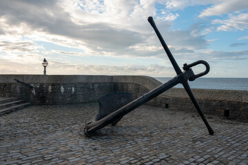 old anchor monument on the seafront at Lyme Regis Dorset England