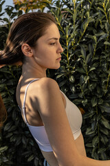 Portrait of a self-confident girl posing for a fashion gloss, advertising, branded stores