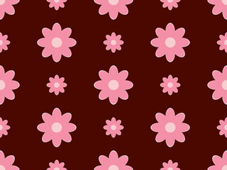 Flower cartoon character seamless pattern on pink background