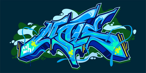 Abstract Word Mals Graffiti Style Font Lettering Vector Illustration - obrazy, fototapety, plakaty