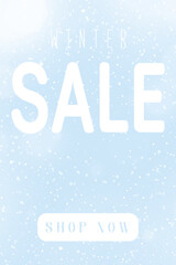 Winter sale banner, snowflakes, snow, ice, blue, white