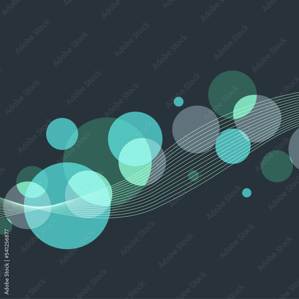 Poster abstract neon blue colored simple bokeh lights background with smooth lines wave, on grey background