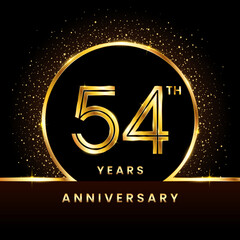 54th Anniversary Logo. Golden Anniversary template design for celebration event, invitation card, greeting card, flyer, banner, poster, double line logo, vector illustration