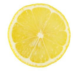 Slice of fresh half lemon isolated on white background with PNG.
