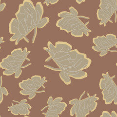seamless floral petals pattern made of  contuor flowers 