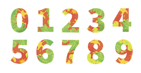Set of colorful decorative numbers. Vector digits creative