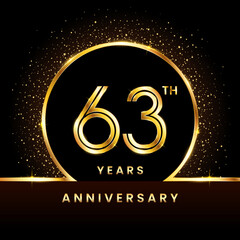 63th Anniversary Logo. Golden Anniversary template design for celebration event, invitation card, greeting card, flyer, banner, poster, double line logo, vector illustration