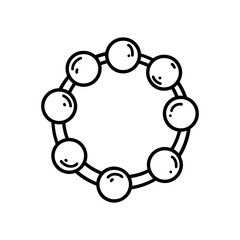 Tambourine doodle. Vector sketch illustration of musical instrument, black outline art for web design, icon, print, coloring page