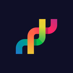 Labs modern logo design vector illustration. Icon for science technology. Gradient colorful abstract branding DNA symbol visual identity. 