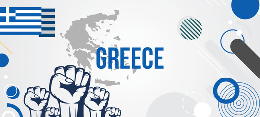 Greece national day vector with background of geometric shapes in flag colors, independence day banner