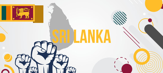 Sri Lanka national day vector with background of geometric shapes in flag colors, Sri Lankan independence day banner