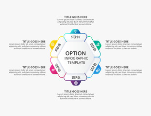Six 6 Steps Options Circle Round Infographic Template Design