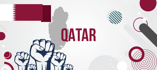 Qatar national day vector with background of geometric shapes in flag colors, Qatar independence day banner