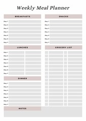 Weekly Meal Planner Sheets