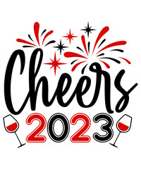 Happy New Year SVG Bundle, Hello 2023 Svg, New Year Decoration, New Year Sign, Silhouette Cricut, Printable Vector, New Year Quote Svg