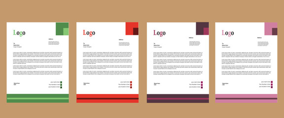 corporate creative red blue yellow and green Color Vector Letter Head Template design with standard size