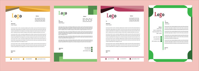 corporate creative red blue yellow and green Color Vector Letter Head Template design with standard size