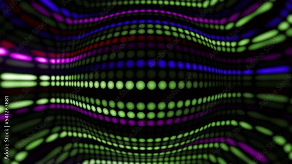 Aufkleber amazing bright neon background of dots, circular lights lined up and changing their color and light 
