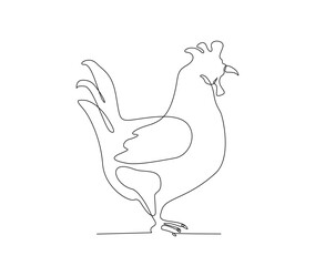 Continuous one line drawing of chicken. chicken- hen simple line art vector design.