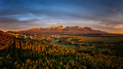 snowy peaks of the Tatras with the first snow in autumn