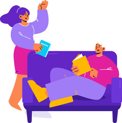 Couple reading books