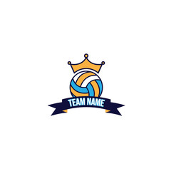 Volleyball Ball King Logo Vector