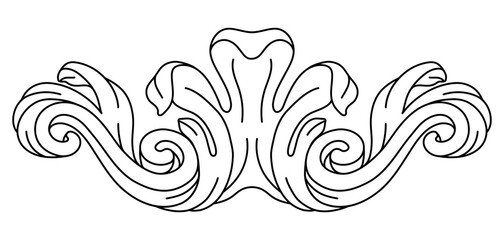 Fototapeta premium Decorative floral element in baroque style. Engraved black curling plant.