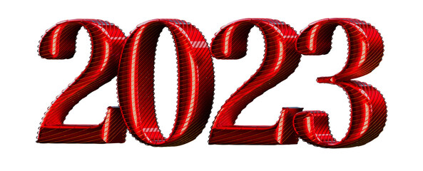 Gold number 2023 isolated on white background. 3d illustration
