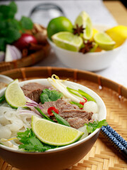 Asian pho bo soup