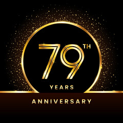 79th Anniversary Logo. Golden Anniversary template design for celebration event, invitation card, greeting card, flyer, banner, poster, double line logo, vector illustration
