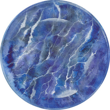 Transparent Background sodalite stone Illustration Png. Transparent Clipart Image of watercolor blue healing crystal ready-to-use for site, article, print. Hand painted gems