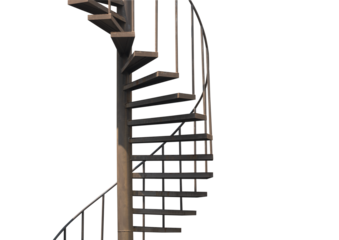 The old metal spiral staircase on transparent background, Png file