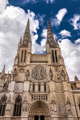 Fototapeta na wymiar Bordeaux Cathedral, Roman Catholic Saint Andrew church. Famous Bordeaux tourist sigthseen building.