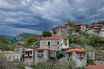 View of Stemnitsa village on Menalo mountain.Peloponnese, Greece