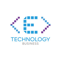 E initial Technology Logo designs template