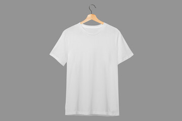 White t-shirts with copy space on gray background