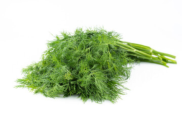 On a white background, a bunch of dill.