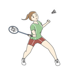 バドミントンをする女性